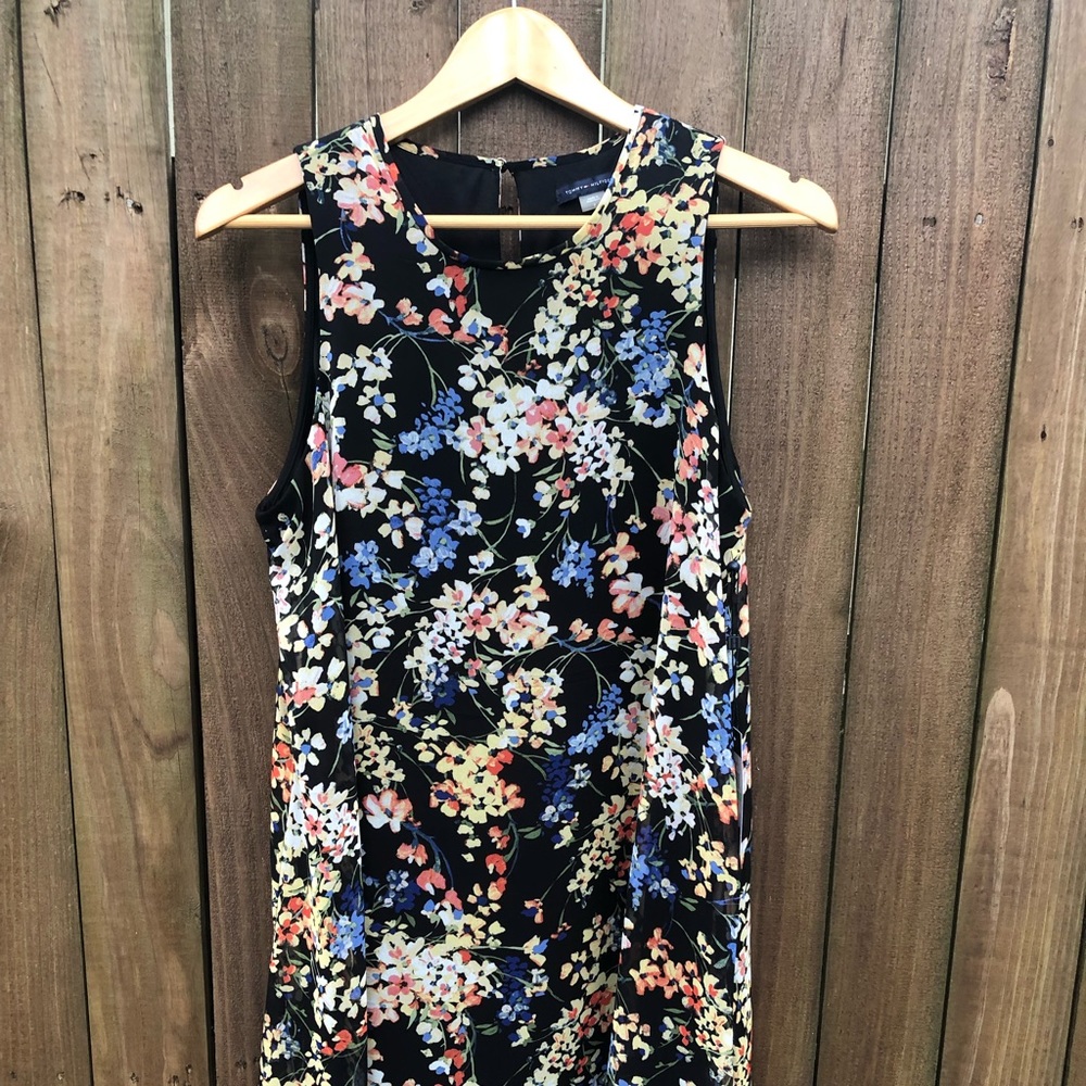 Tommy Hilfiger Black Sleeveless Sheath Dress V-Neck Midi